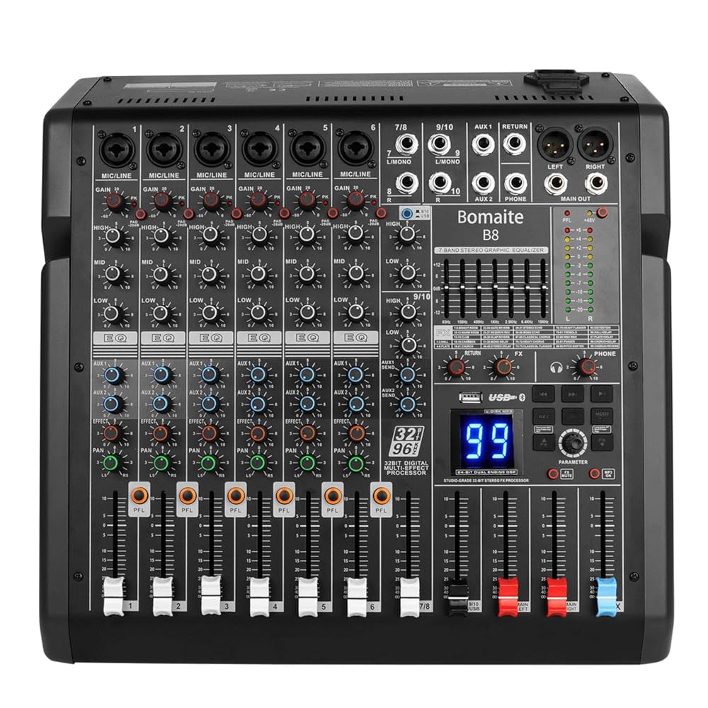 Bomaite B8 ミキサー Bomaite B8 Professional Audio Mixer Sound Board Console Desk
